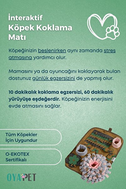 oyapet İnteraktif Köpek Koklama Matı Yavaş Besleme Için Mama Saklamalı Stres Giderici Bulmaca Matı Yeni