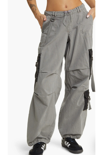 september island Gray Color Black Pocketed Suspender Cargo Pants