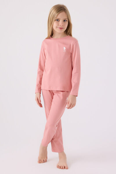 U.S. Polo Assn. Girl's Pink Long Sleeve Pajama Set