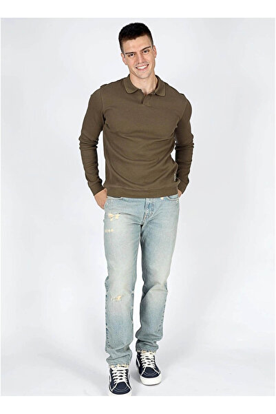 Lee Cooper Polo Neck Khaki Men's Sweatshirt 251 Lcm 241031 Sirius Olive