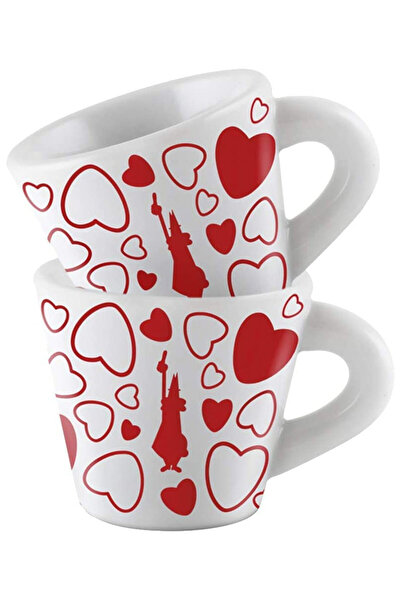 Bialetti Porselen Kahve Kupası 2'li Set Kalpli