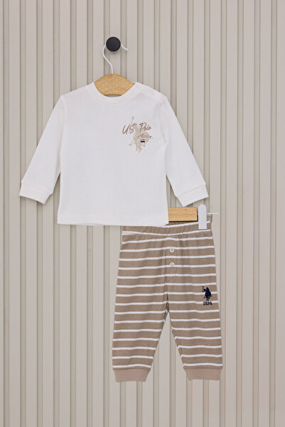 U.S. Polo Assn. طقم U.S. Polo Assn للأولاد الرضع، باللون الأبيض