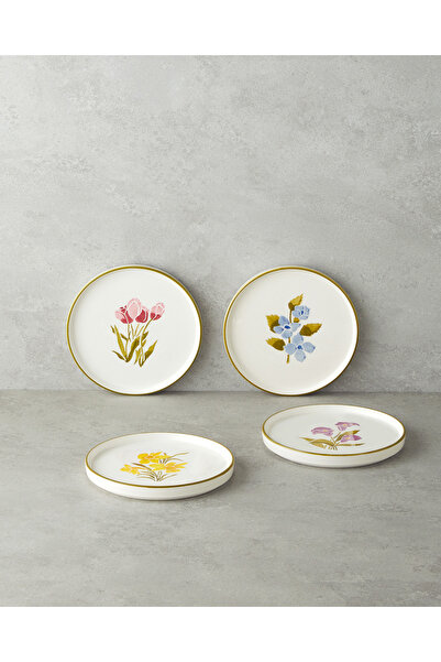 English Home Begonya Seramik 4'lü Pasta Tabağı 16 cm Renkli
