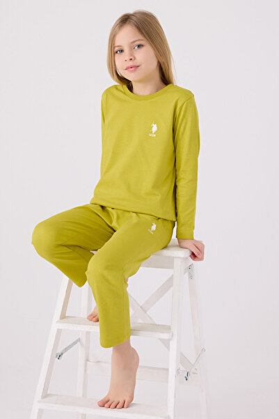 U.S. Polo Assn. Kız Çocuk Yeşil Uzun Kol Pijama Takım