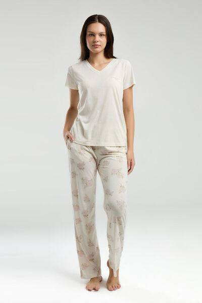 Pierre Cardin Kadın Beyaz Kısa Kol Pijama Takım