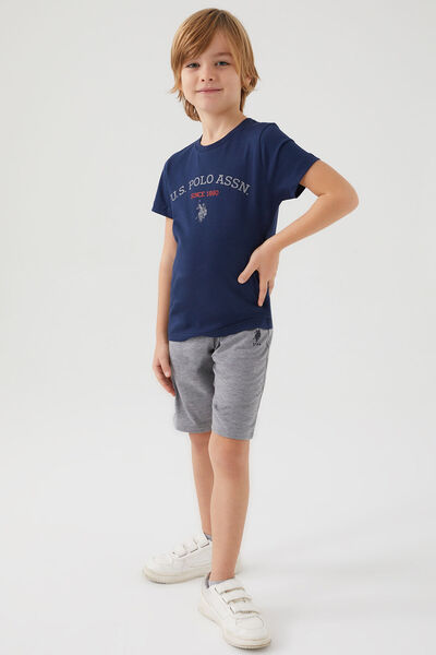 U.S. Polo Assn. Ne. Polo Assn Stamp Gri Detaliu Bleumarin Costum Bermuda Baiat