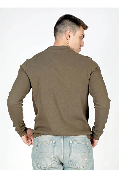 Lee Cooper Polo Neck Khaki Men's Sweatshirt 251 Lcm 241031 Sirius Olive