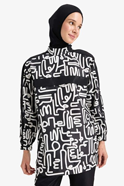 DeFacto Regular Fit Su Geçirmez 3'lü Desenli Burkini Tesettür Mayo Takım E7996AX25HS