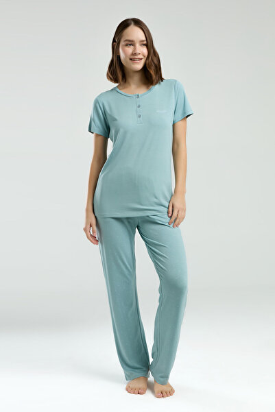 Pierre Cardin Kadın Yeşil Kısa Kol Pijama Takım