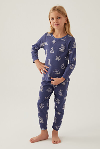 Rolypoly Kız Çocuk Lacivert Uzun Kol Pijama Takım