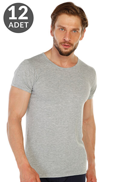 TOLIN 12-пакетна бавовняна сіра меланжева футболка з круглим вирізом для чоловіків 314