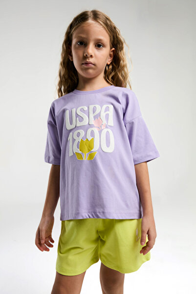 U.S. Polo Assn. Girl's purple shorts set