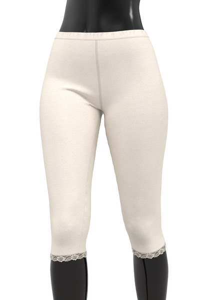 TOLIN Cream Bermuda Capri - 100% Cotton, Lace Women's Tights 422