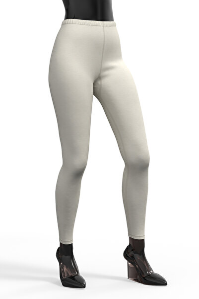 TOLIN Women's Cream Ribbed Leggings - 100% Cotton, Ribbed, Long 721