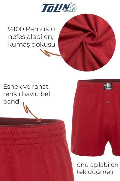 TOLIN 100% βαμβακερό ανδρικό μπορντό σορτς μπόξερ 415br