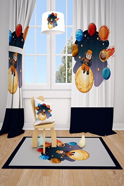 Talia Home Астронавт Фантазія Дитяча та дитяча кімната Штора 2 крила Tla-145