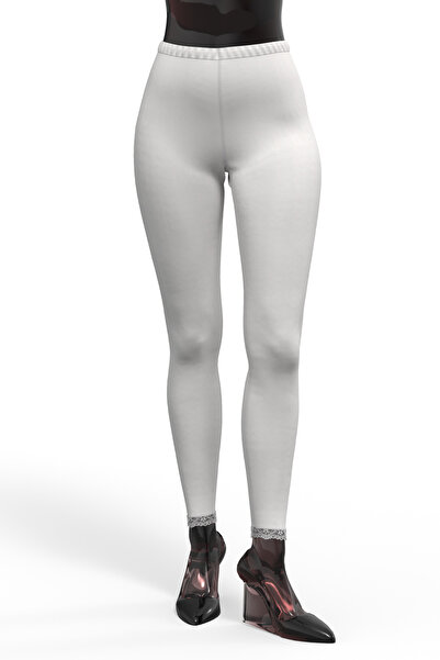 TOLIN Lenjerie lungă de damă din dantelă albă 100% bumbac - colanți 720