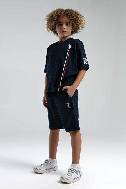 U.S. Polo Assn. ZÁKLADNA. Polo Assn. Chlapecká námořnická modrá bermudská souprava