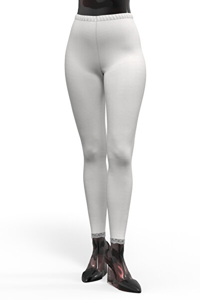 TOLIN Біла мереживна 100% бавовна жіноча довга білизна - легінси 720