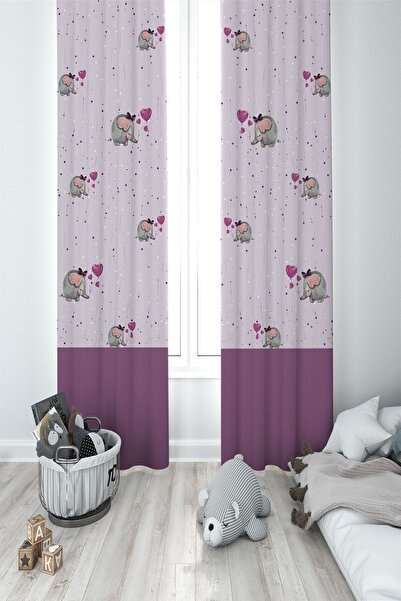 Talia Home Фіолетова дитяча та дитяча кімната Фон Завіса 2 крила Tla-010