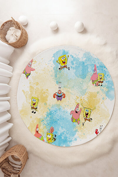 Homiko Sünger Bob SpongeBob Desenli Yuvarlak Çocuk Halısı TLY-313