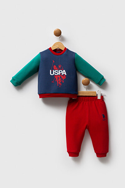 U.S. Polo Assn. طقم U.S. Polo Assn للأولاد الرضع، باللون الأزرق