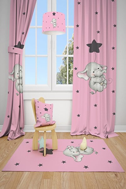 Talia Home Дитяча кімната з малюнком зірок і слонів, штора з 2 полотнами Tla-178