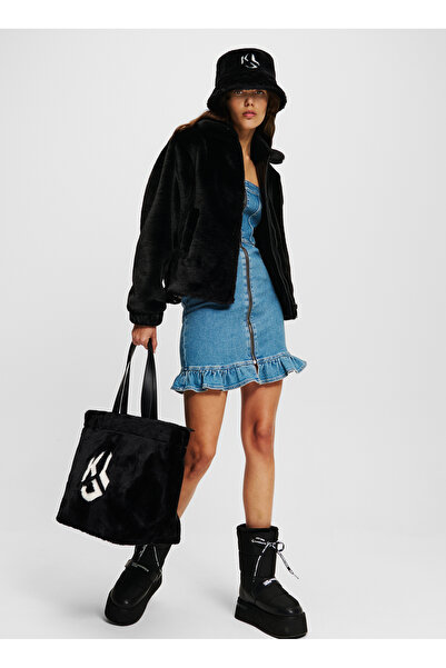 Karl Lagerfeld Dik Yaka Siyah Kadın Ceket 246J1505