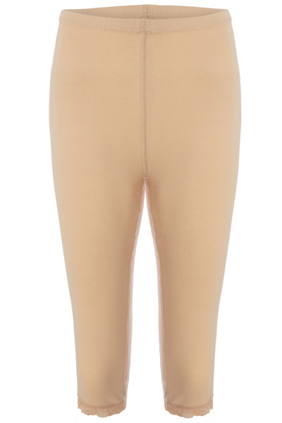 TOLIN Women's Lace Bermuda Capri - 100% Cotton, Nude, Tights 422