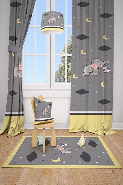 Talia Home Дитяча та дитяча кімната Жовта філі 2-крила завіса Tla-120