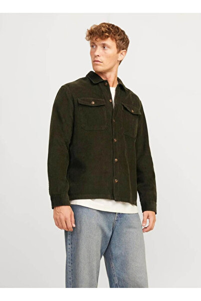 Jack & Jones Relaxed Koyu Yeşil Erkek Gömlek JJCORDUROY OVERSHIRT LS