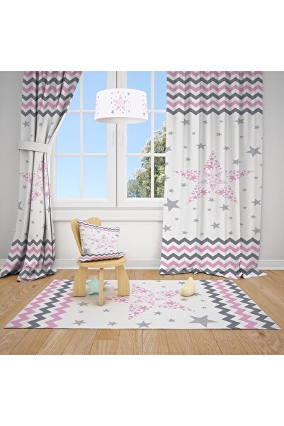 Talia Home Дитяча та дитяча кімната з зірковим візерунком, штора з 2 полотнам...