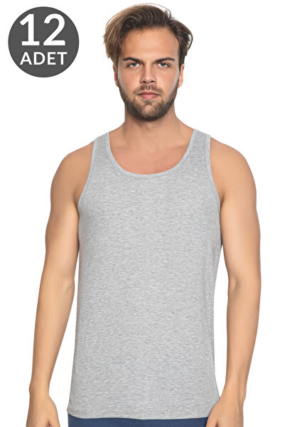 TOLIN Сірий меланжевий бавовняний майка - упаковка по 12 штук Супрем 114