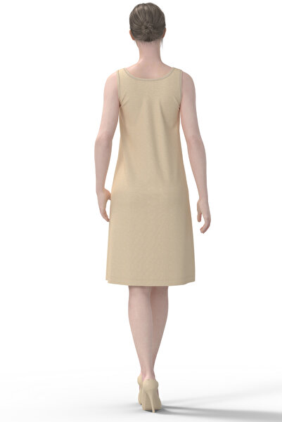 TOLIN %100 Pamuk Kadın Biyeli Ribana Ten Kombinezon Gecelik 1230