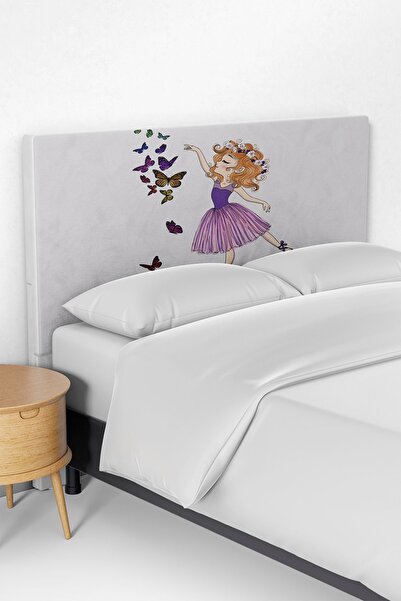 Talia Home Kelebekli Kız Çocuk Odası Yatak Baza Başlık Kılıfı TLABK-173