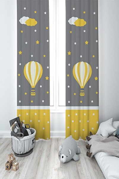 Talia Home ستارة خلفية لغرفة الأطفال باللون الأصفر 2 أجنحة Tla-019