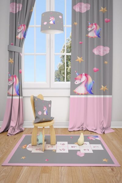 Talia Home ستارة خلفية لغرفة الأطفال والرضع بنمط بيغاسوس - 2 أجنحة Tla-130