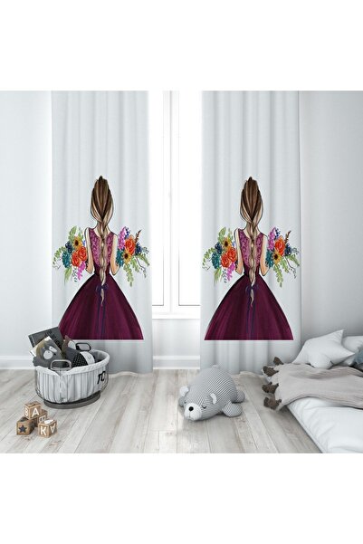 Talia Home Дитяча та дитяча кімната з квітковим візерунком, штора з 2 полотна...