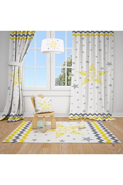 Talia Home Дитяча та дитяча кімната з жовтим зірковим візерунком, 2-стулкова ...