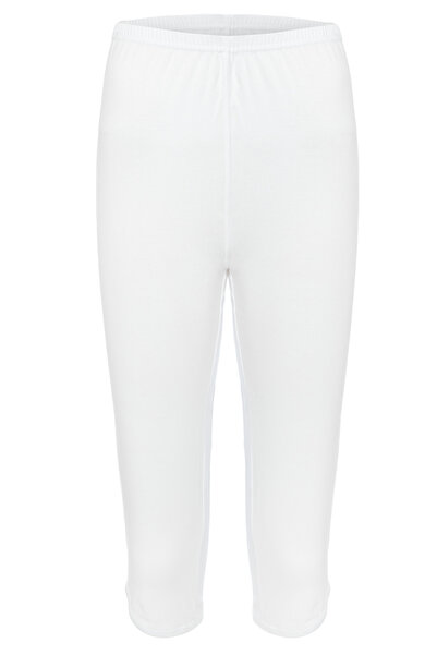 TOLIN White 100% Cotton Women's Tights - Capri with Piping 426