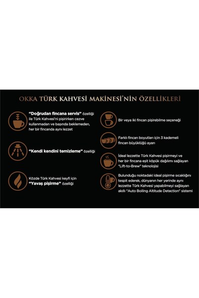 Arzum Espressor turcesc | OKKA | Crom | Cupe duble | Preparare automată