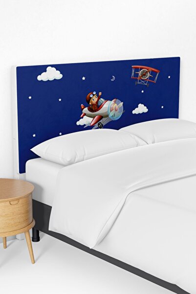 Talia Home Pilot Uçak Desenli Çocuk Odası Yatak Baza Başlık Kılıfı TLABK-065
