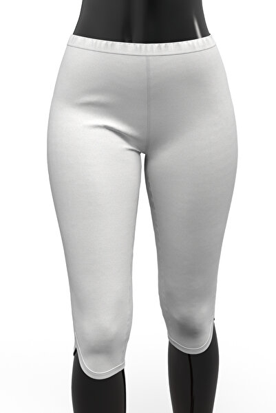 TOLIN Colanți albi 100% bumbac pentru damă - Capri cu tuburi 426