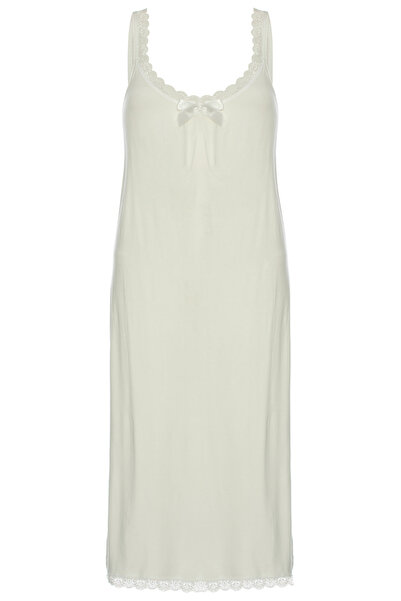 TOLIN Women's Wide Thick Strap Viscose Petticoat Cream Nightdress 1584