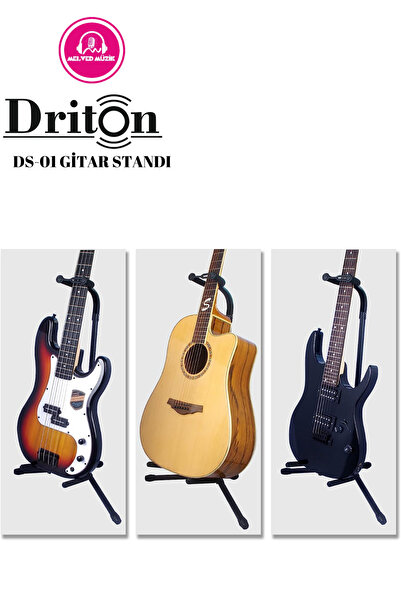 DRİTON DS-01 TEKLİ SİYAH KORUYUCU BARİYERLİ KİLİT MEKANİZMALI AKUSTİK KLASİK VE ELEKTRO GİTAR STANDI
