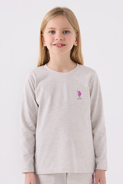 U.S. Polo Assn. Girl's Gray Long Sleeve Pajama Set