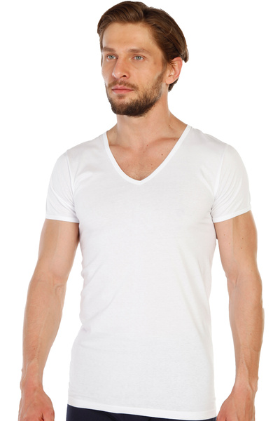 TOLIN 100% βαμβακερό λευκό ανδρικό μονό ζέρσεϊ εσώρουχο με λαιμόκοψη 317b