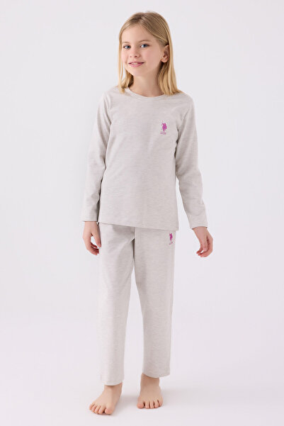 U.S. Polo Assn. Girl's Gray Long Sleeve Pajama Set