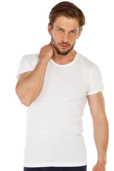TOLIN 100% Cotton White O Neck Men's Single Jersey Undershirt 314