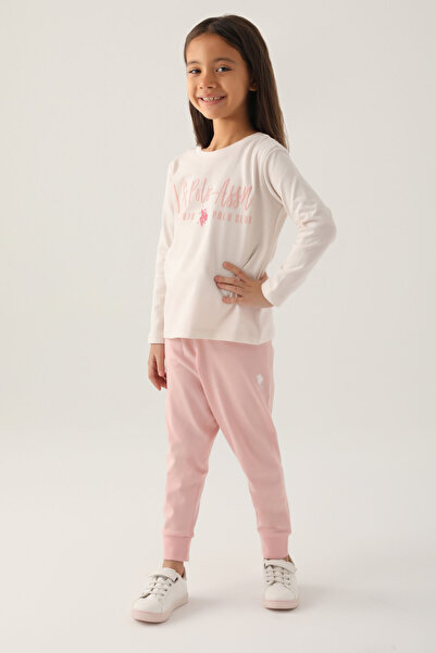 U.S. Polo Assn. Girl's White Long Sleeve Pajama Set